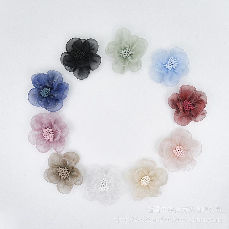 Organza 3D Floral DIY Accessories: Hand-Sewn Flowers for Clothing, Hair Ties, Clips & More