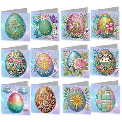 12Pcs DIY Diamond Art Painting Greeting Cards with Envelopes Diamond Art Cards for Beginner Adult Birthday Holiday Blessing