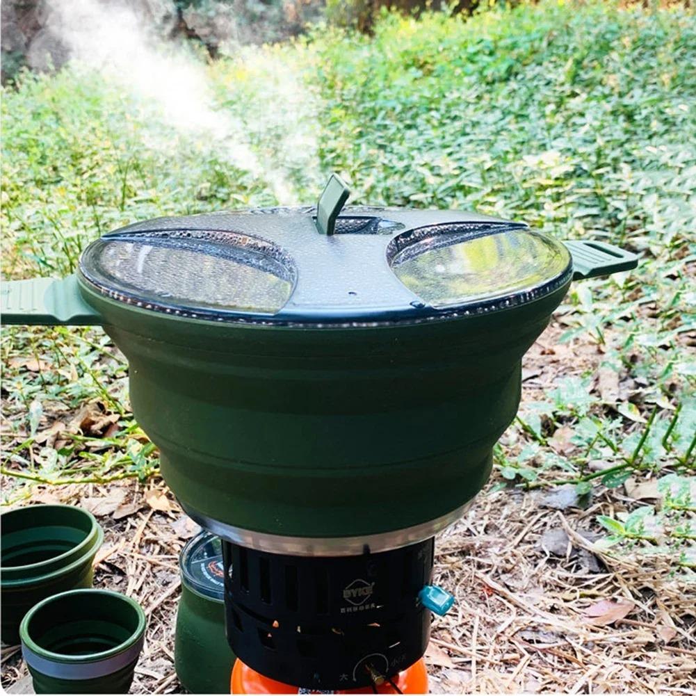 2.5L Silicone Folding Kettle Camping Teapot Coffee Cooking Pot Portable Boiling Water Pot for Outdoor Picnic Tableware.