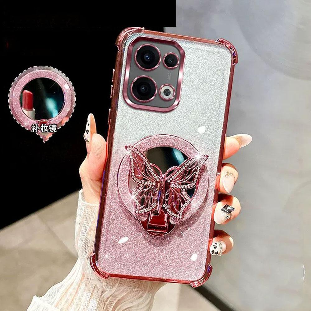 Mirror Butterfly Bracket Magnetic Holder Case for Xiaomi POCO F7 X7 Pro F7 Ultra X6 X5 F6 F3 M6 Pro C65 C75 C71 Shockproof Cover
