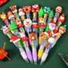 Smooth Writing Ballpoint Pen Christmas 4-Color Set Santa Theme Click Ink Pens for Holiday Gifting Professional Instrument