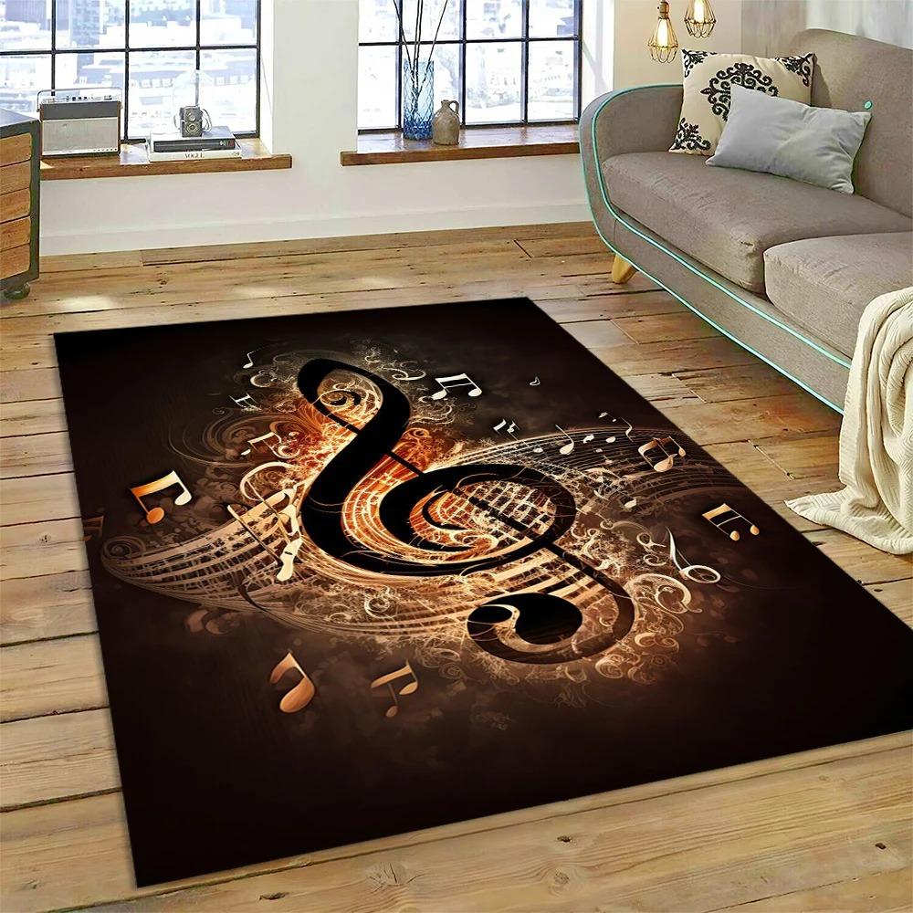 Retro Music Note Carpet for Bedroom  Vintage  Large 3D Printed Home Carpet Living Room Sofa Table Soft Non-Slip Floor Mat