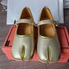 Fashion Women Tabis Ninja Ballet Flats Silver Leather Split Toe Shoes Plus Size 42 Champagne Loafer Mary Janes Buckle Pumps Footwear
