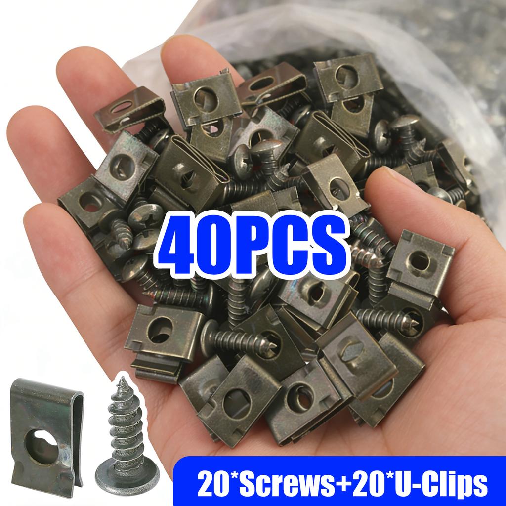 M5*16 Self Tapping Screws U Clamps Kit Universal Auto Engine Undertray Guard Fender Bumper Trim Retainer Metal Fastener Clip