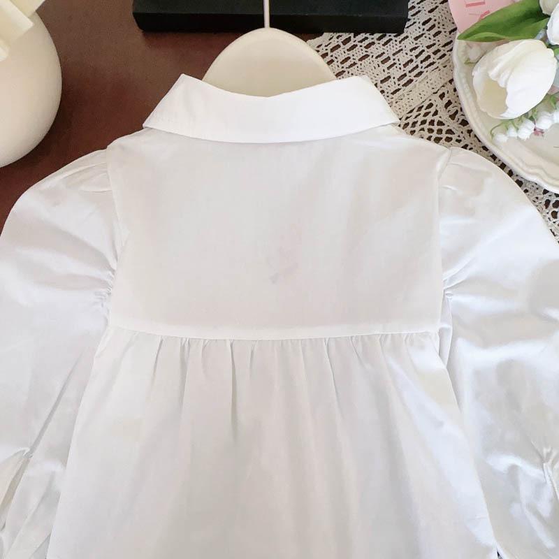 Dívčí pletené svetrové šaty s košilí s dlouhým rukávem - Podzimní/Jarní móda AQA135-GZ9316