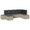 Garden Sofa Set with Cushions 6 Pcs Light Grey Poly Rattan