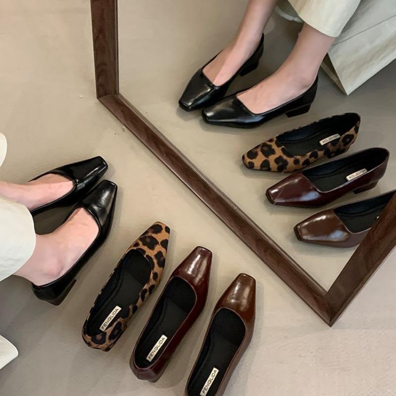 Fashion Hot Selling 2025 New Fashion High Heels Women Square Toe Pumps Elegant Low Heel Footwear Shallow Comfort Women Shoes Tacones