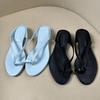 2025 thick heel flip-flops summer sandals women's new simple toes round head slippers summer versatile fashion black