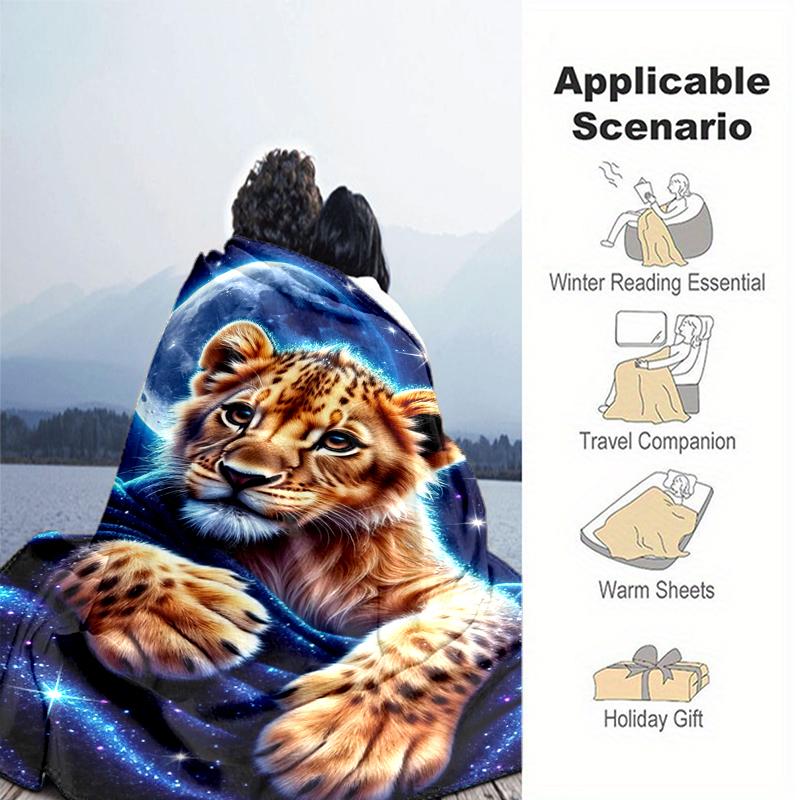 1PC cartoon tiger printed blanket, all season lightweight home office outdoor nap multifunctional blanket A6