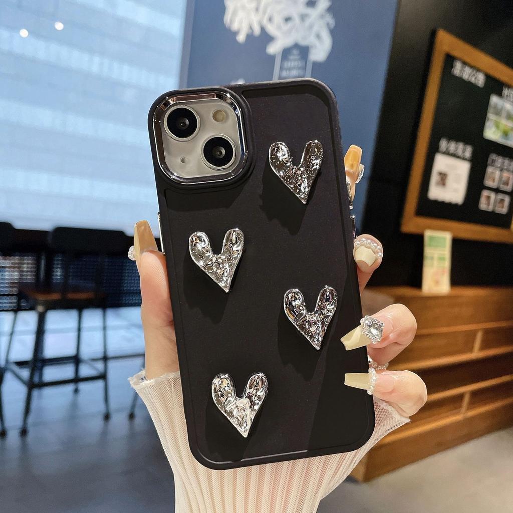 Metal Photo Frame Suitable for Apple 16PRO Mobile Phone Case 7P Silver Love IPhone 15 Soft All Inclusive Tpu Protection Case