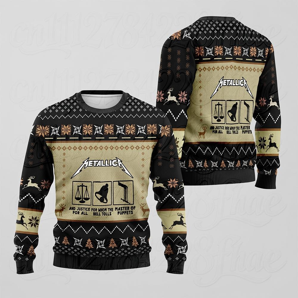 Rock Heavy Metal 3D Print Sweatshirt Long Sleeve Ugly Christmas Sweater Parent-Child Pullover Xmas Party Harajuku Crewneck Tops