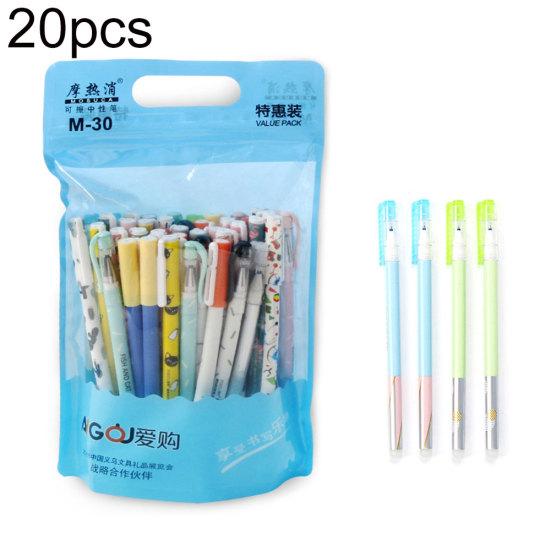 Lot de 10/20 stylos gel effaçables à encre noire et bleue, 0,35 mm, motif animal, papeterie scolaire
