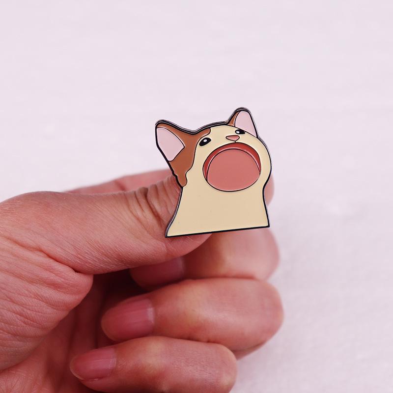 BoBo Cat Open-Mouth Metal Brooch