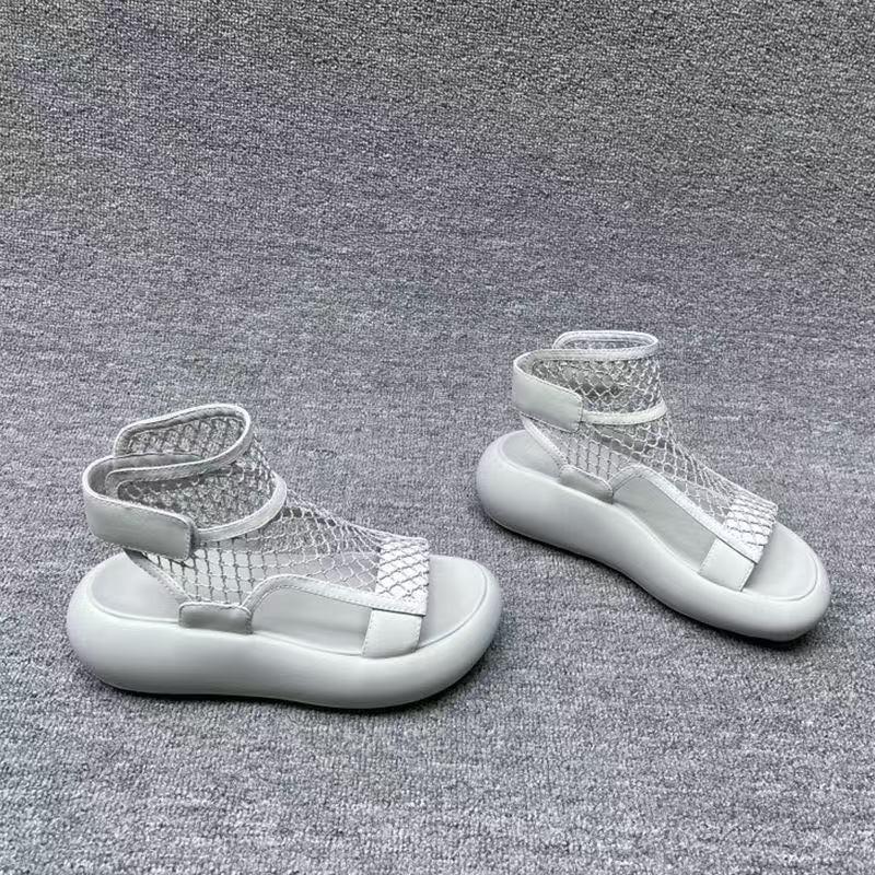 Sommer Ausschnitt Mesh Atmungsaktiv Dünn High Top Sandalen Damen Runde Zehe Offene Zehe Rutschfest Abriebfest Kühlende Stiefel