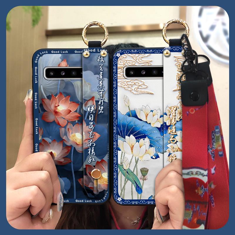 Silicone Chinese style Phone Case For Samsung Galaxy S10 5G/SM-G977N Waterproof Back Cover Lanyard Soft case Durable