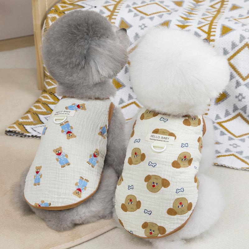 ins Japanese and Korean cotton yarn pet dog dog cat clothes small dog spring and summer home thin vest