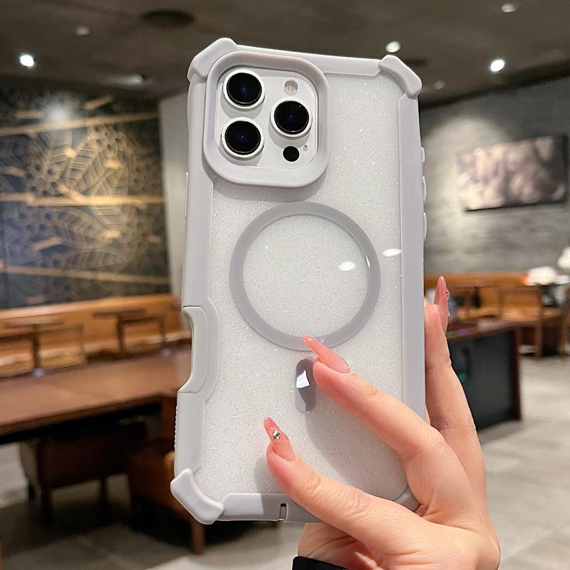 Case for IPhone 17 16 12 13 14 15 Pro Max 17AIR Four Magnetic Attraction Corner Anti Drop Color Border Hard Silicone Back Cover