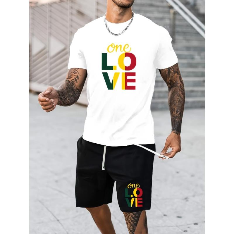 

Senhan Selection Men S Two-Piece Suit Fashion Casual Short Sleeves T-shirt and Drawstring Shorts Spring and Summer Sports XL