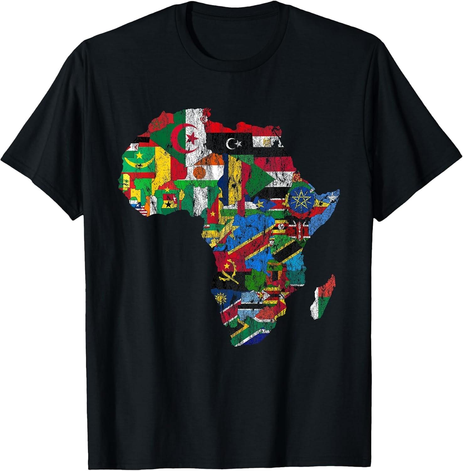 NEW LIMITED! African Flags, African Silhouette, Africa Map Tee - MADE IN USA M