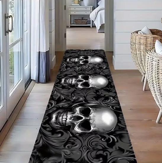 

Skeleton Retro Gothic Style Decorative Kitchen Floor Mat Long Strip Floor Mat Kitchen Door Floor Mat Decoration 40X120CM