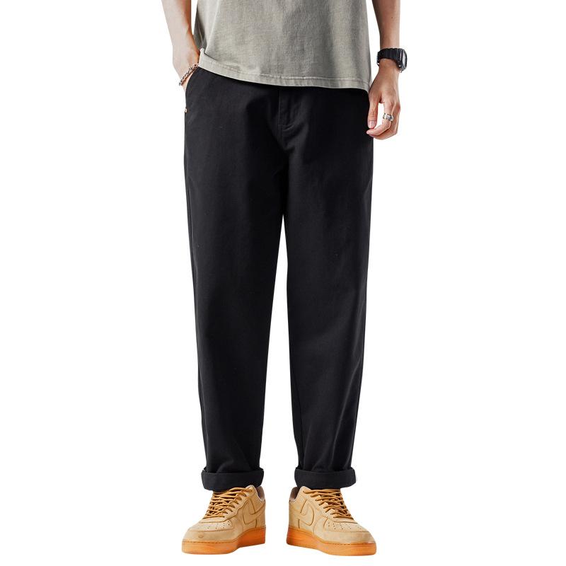 Pure cotton casual pants men's autumn and winter new loose cone pants trendy versatile straight trousers