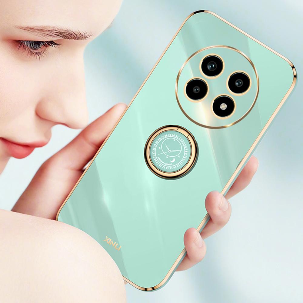 

XINLI For Realme 13 Pro 5G (Global)/13 Pro+ 5G (Global) Case Ring Kickstand Electroplating TPU Phone Cover Cyan