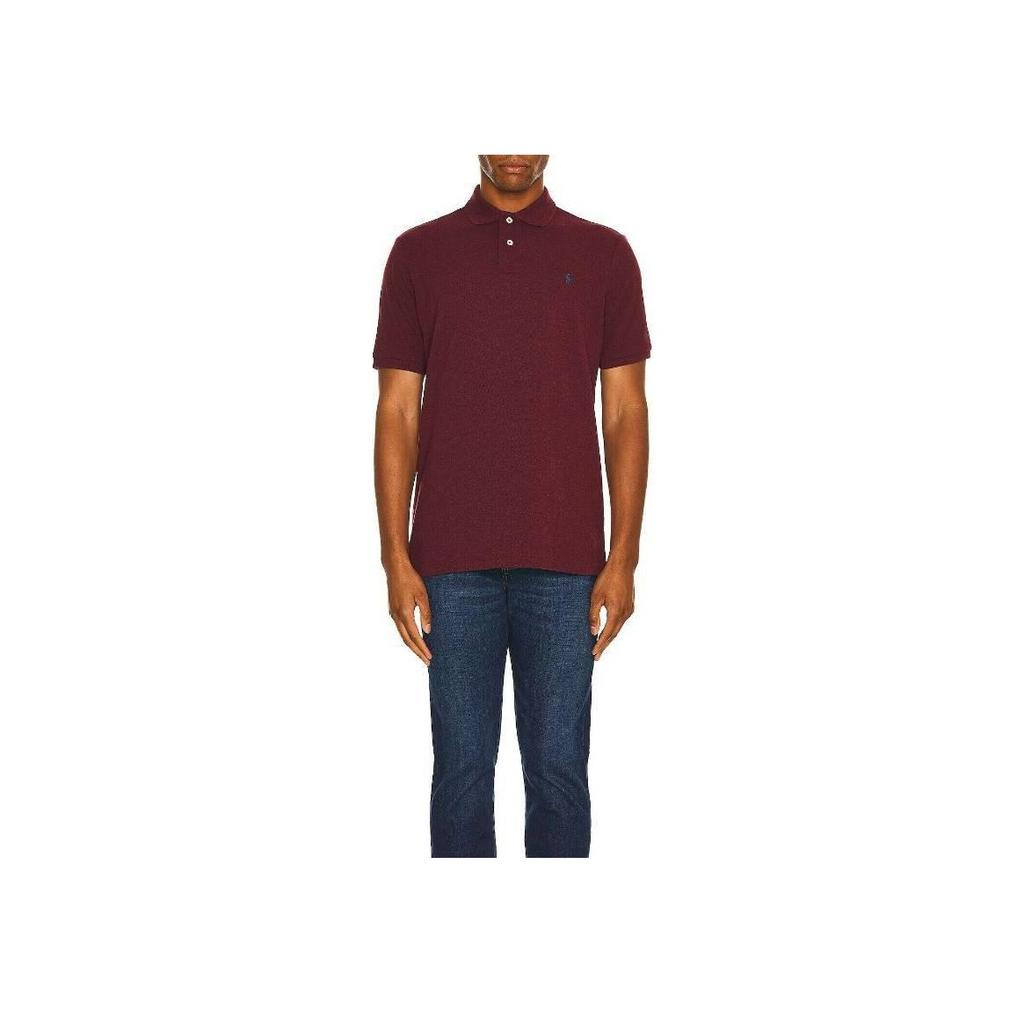 Polo Ralph Lauren Solid Logo Straight Fit Polo Shirt Men tops Burgundy 710534735-343