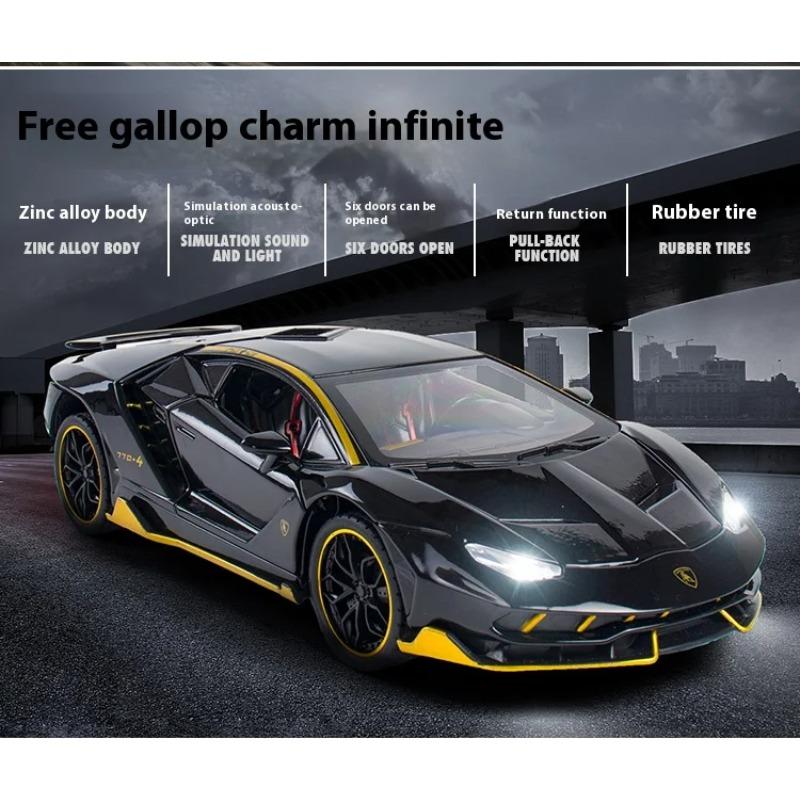 1/24 Scale Lamborghini LP770-4 Super Muscular Sports Car Alloy Metal Diecast Computer Desktop Ornament Automotive Interior Gift Box