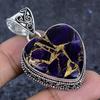 Natural Copper Amethyst Gemstone 925 Sterling Silver Jewelry Pendant 1.89" ETC-13859
