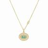 Kupferhalskette der Serie 'Grünes Emaille-Auge' mit Zirkonia und Diamanten aus 18 Karat Gold