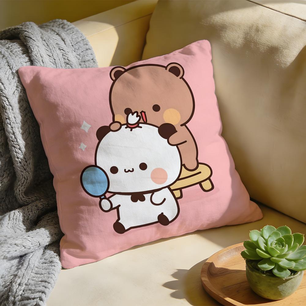 Panda BBubu DDudu Cushion Cover Washed Linen Soft Breathable Decorative Case For Sofa Home Pillow Cover
