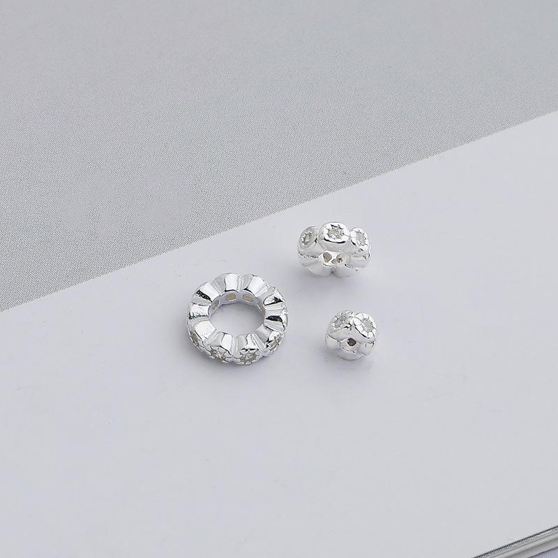 S925 Silver Wheel-Shaped Zircon Spacer Beads for DIY Necklace & Jewelry Making