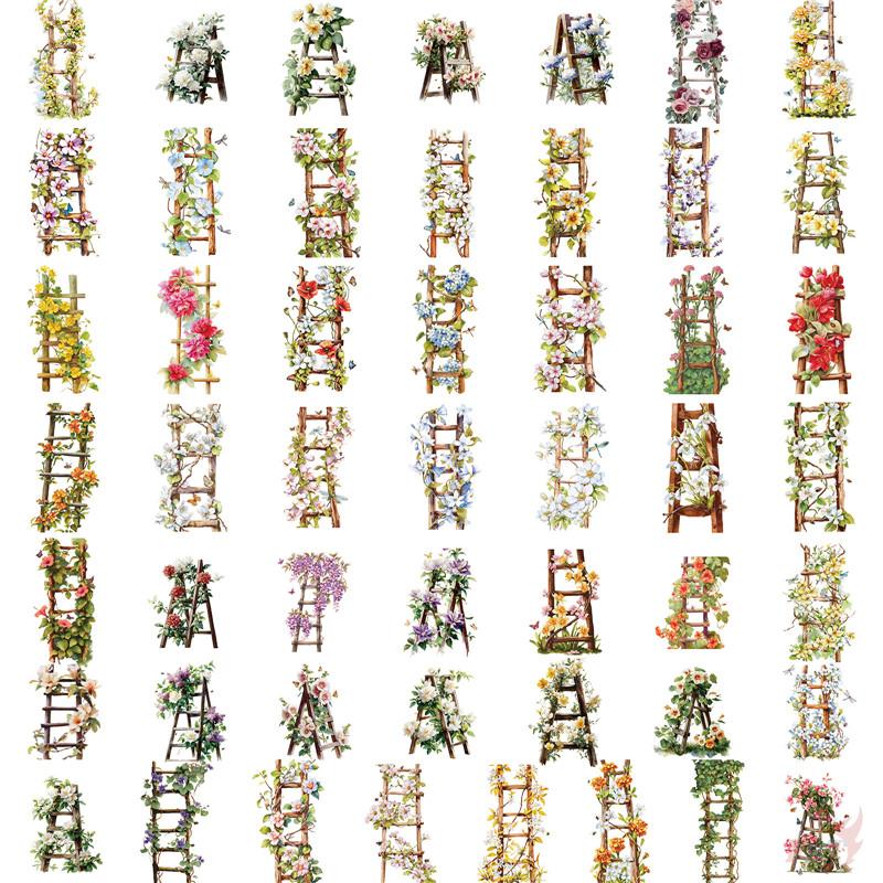 

50Pcs/Set Flower Ladder Series 01 PET Stickers Waterproof DIY Fashion Doodle Decals Stickers