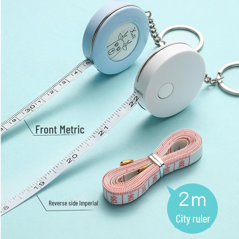Mini Portable 2m Tape Measure - Soft, Telescopic, Self-Locking Ruler with Keychain