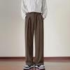 Korean Brown Coffee Workwear Design: Japanese Retro Loose Men's Wide-Leg Straight Casual Pants - INS Style.