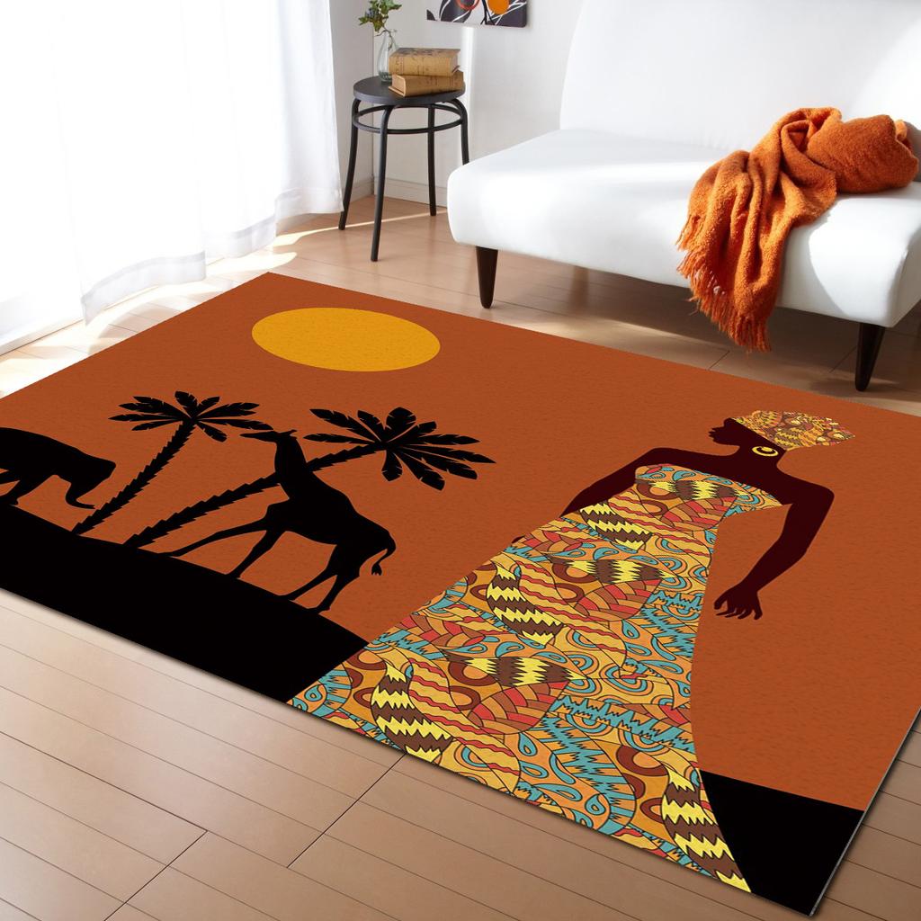African Tribe Pattern Carpet Bedroom Decor Rug Living Room Carpet Hallway Balcony Doormat Kitchen Bathroom Non-Slip Floor Mat