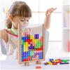 Wooden Tetris Puzzle Toy Game 3D Montessori Building Blocks Educational Puzzle Brain Training Tim...