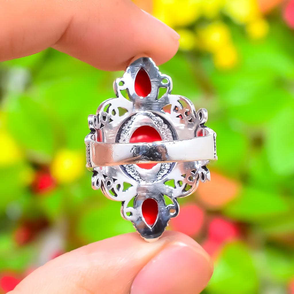 Red Carnelian Gemstone 925 Sterling Silver Gift Jewelry Ring Size 10