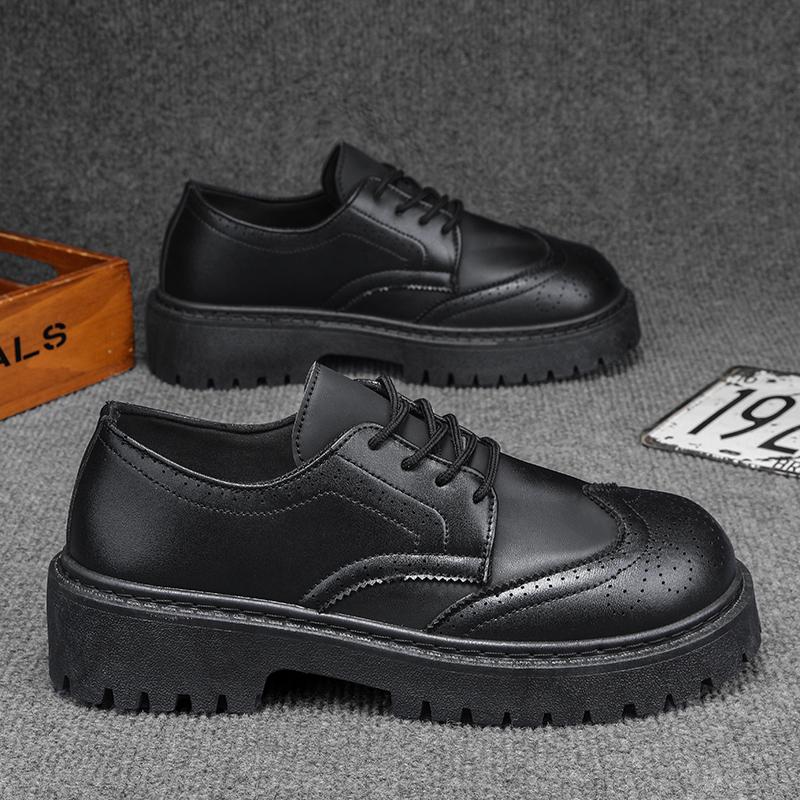 English-style Casual Casual Shoes Thick-soled Height-increasing Derby Shoes Simple Fashion Low-top Men's Shoes Zapatillas Hombre
