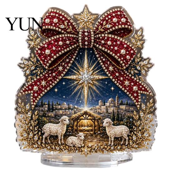 Seasonal Home Table Decorations Christmas Faux Diamond Painting Tabletop Ornaments, Beginner-Friendly DIY Acrylic Rhinestone Art Decorative
