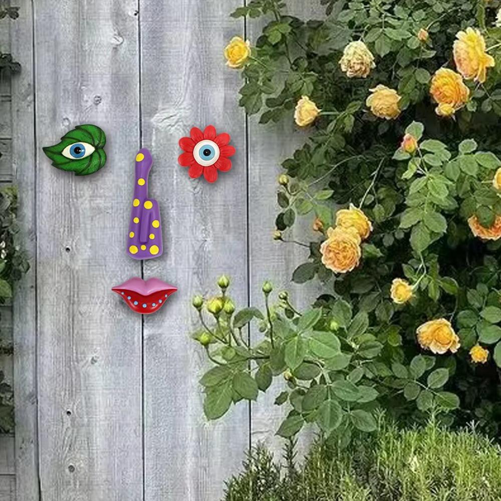 1 Set Wall Hanging Leaf Tree Face Statue Colorful Facial Features Sculptures  Wall Decor