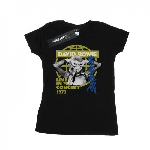 

David Bowie Womens/Ladies Live In Concert Cotton T-Shirt білий