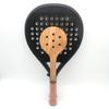 Wood Padel Training Paddle Perforated Head Tennis Practice Bat  Ball Hitting Drill
