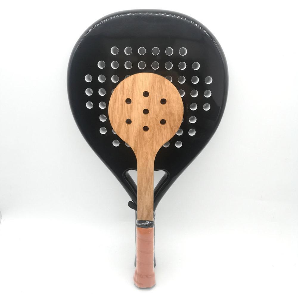 Wood Padel Training Paddle Perforated Head Tennis Practice Bat Ball Hitting Drill