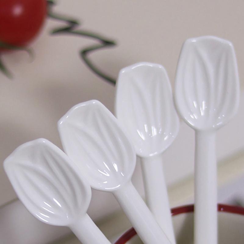 1Pc Tulip Ceramic Coffee Spoon Long Handle Ice Cream Spoon Dessert Milk Tea Honey Stick Stirring Tool