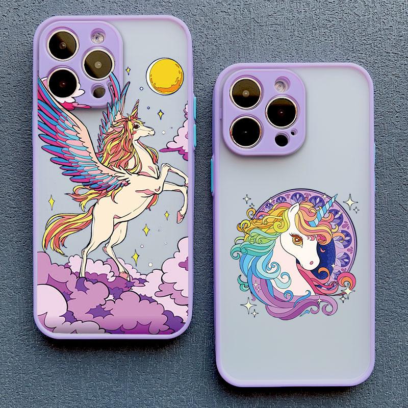 Cartoon Unicorn Phone Case For iPhone 12 13 Pro Max Mini XR XS X 8 7 Plus Back Cover For iPhone 11 14 Pro Max Shockproof Shells
