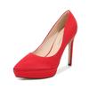 Women 12cm High Heels Scarpin Silk 2 .5cm Platform Pumps Lady Satin Stiletto Heels Plus Size 46 Green Fashion Office Shoes