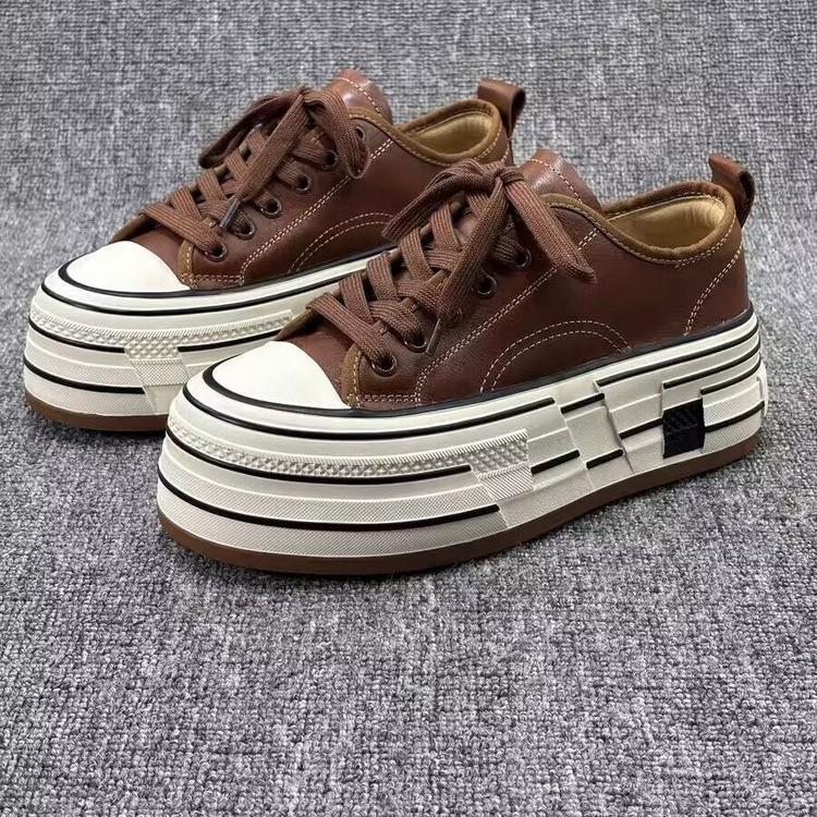 Women's canvas shoes European station 2025 new autumn platform muffin shoes fashionable versatile round head color matching single shoes women