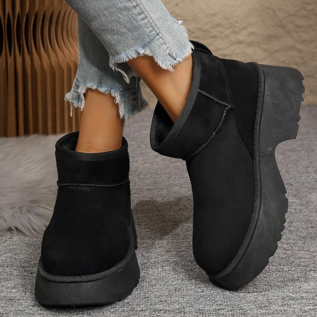 New Platform High Heels Snow Boots Women Cotton Shoes 2025 Trend Brand Ankle Boots Winter Warm Short Plush Zapatos Mujer