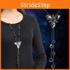 Chic Korean Fashion Crystal Sweater Chain Necklace With Gemstone Gray And Blue Colors